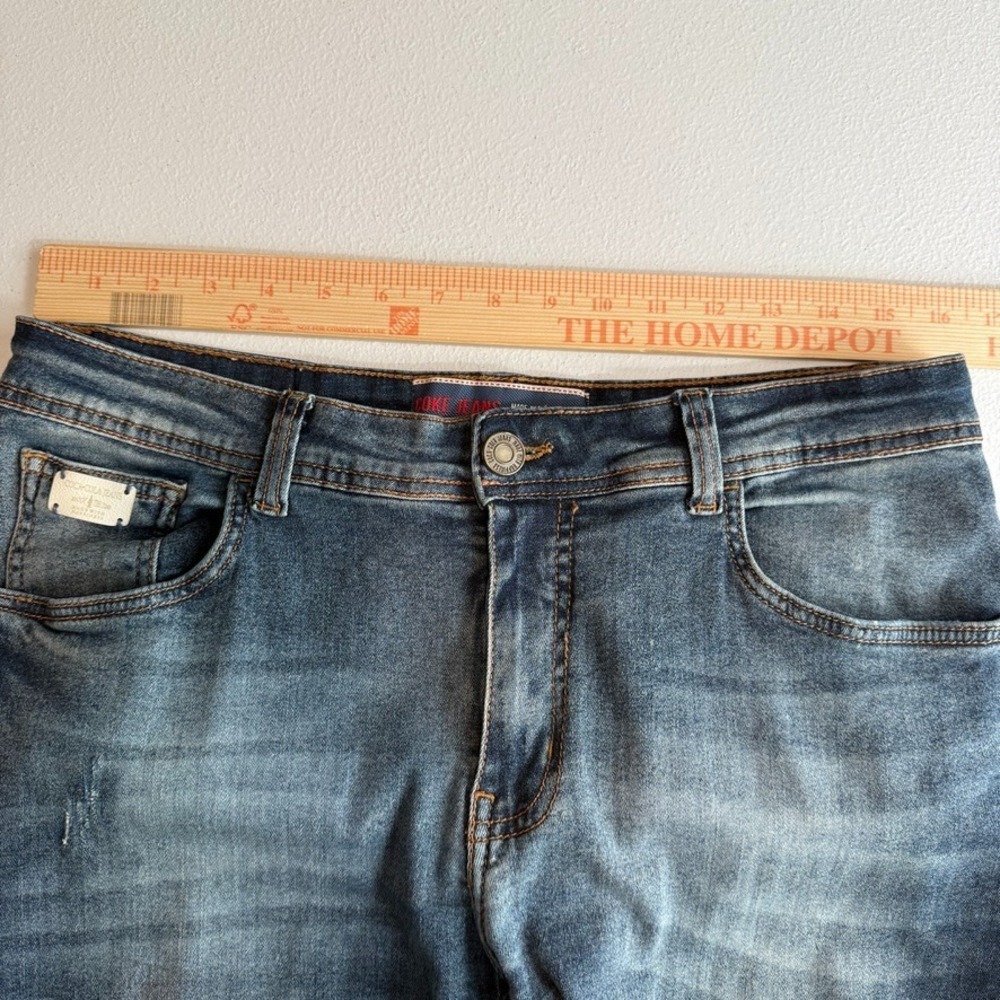 Coca-Cola Jeans Mens Jeans 32 Blue Skinny Stretch‎ Distressed Whiskered Denim - Picture 2 of 16